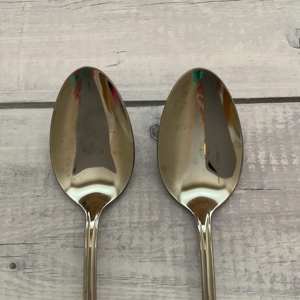 Simeon George Rogers Oneida HOMESTEAD 2 Serving Spoons Stainless‎ Flatware